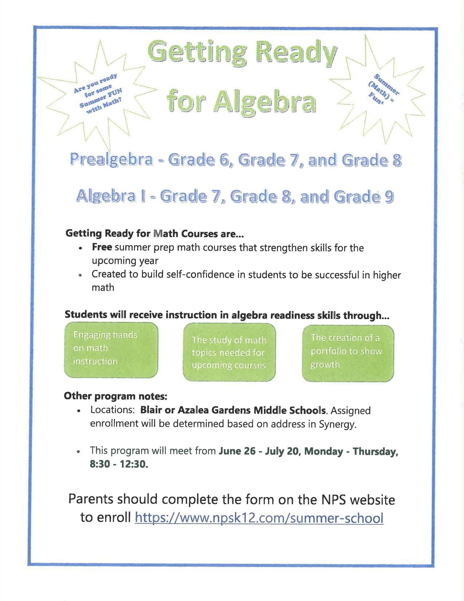  Get Ready for Algebra